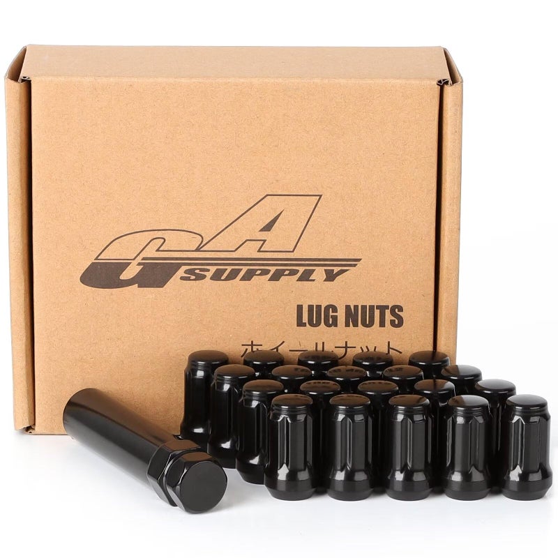 GAsupply 20pcs Black 12x1.5 Lug Nuts  GAsupply Closed End Acorn Spline Tuner Lug Nuts 1.38"" Tall Conical/Cone Seat for Aftermarket Wheels  Pack of 20+1 Socket Key - Image 1